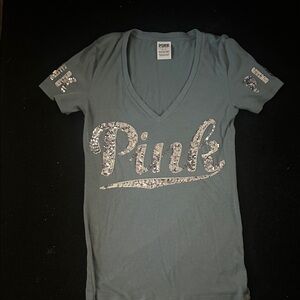 Victoria's Secret Gray Sequin Logo Blouse